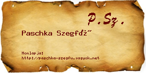 Paschka Szegfű névjegykártya